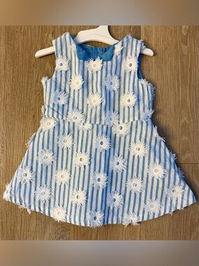 OshKosh B'gosh Girl's Size 12 Months Blue & White Striped With White Daisy